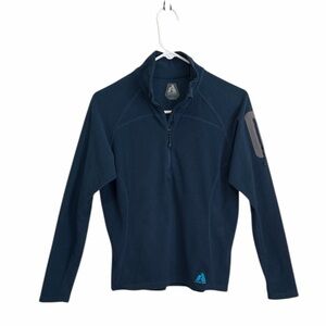 FirstAscent(Eddie Bauer)Quarter zip peacock Long sleeve fleece Shirt Medium
